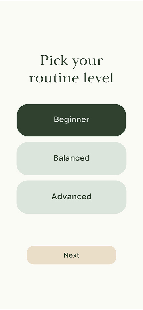 LUMÉ routine level screen